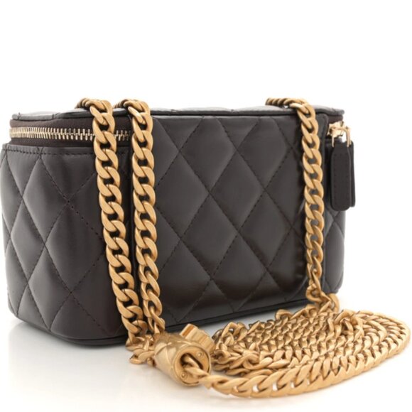Chanel Lambskin Quilted Small Pillow Crush Vanity Case With Chain Black - Picture 9 of 9